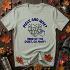 Piece and Quiet sarcastic puzzle graphic t-shirt in Sage by Snarky Sarks