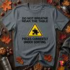 Pieces Currently Under Sorting sarcastic puzzle graphic t-shirt in Dark Gray by Snarky Sarks