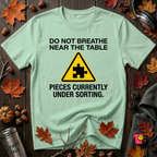 Pieces Currently Under Sorting sarcastic graphic t-shirt in Mint by Snarky Sarks