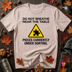 Pieces Currently Under Sorting sarcastic puzzle graphic t-shirt in Soft Pink by Snarky Sarks