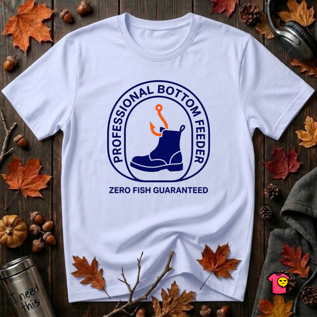 Professional Bottom Feeder sarcastic fishing t-shirt in Ash by Snarky Sarks
