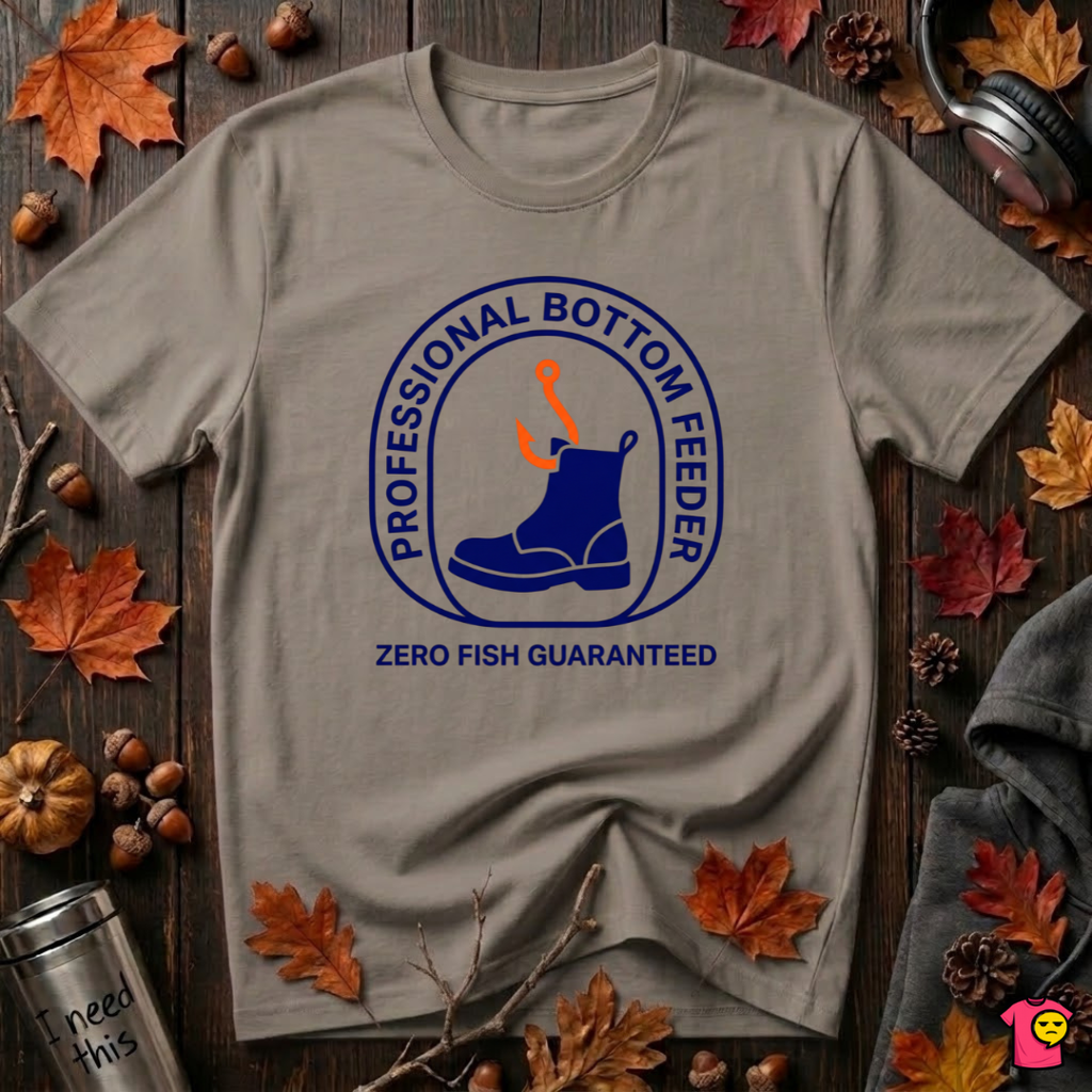 Professional Bottom Feeder sarcastic fishing t-shirt in Asphalt by Snarky Sarks