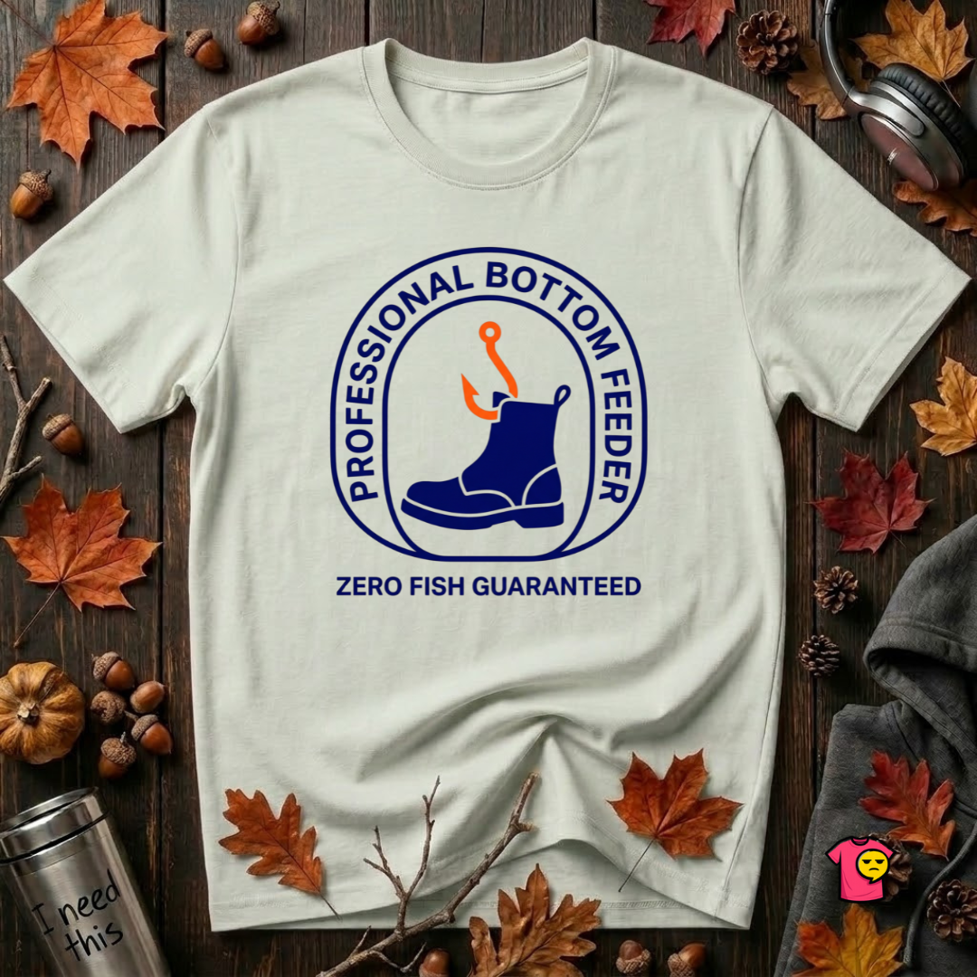 Professional Bottom Feeder sarcastic fishing t-shirt in Citron by Snarky Sarks