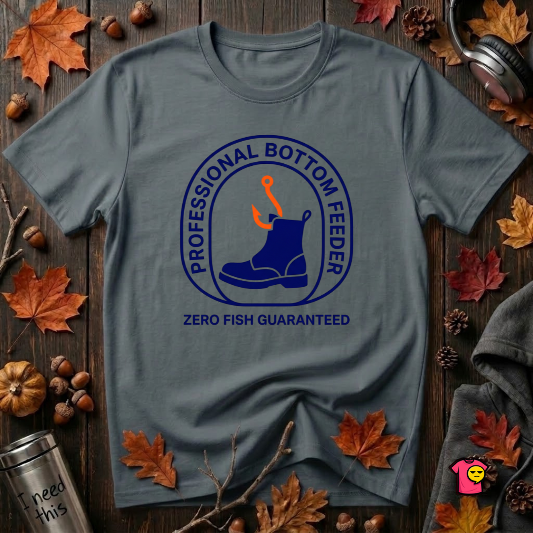 Professional Bottom Feeder sarcastic fishing t-shirt in Dark Gray by Snarky Sarks