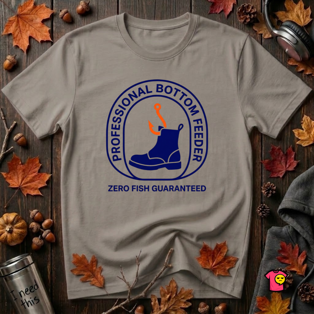 Professional Bottom Feeder sarcastic fishing t-shirt in Deep Heather by Snarky Sarks