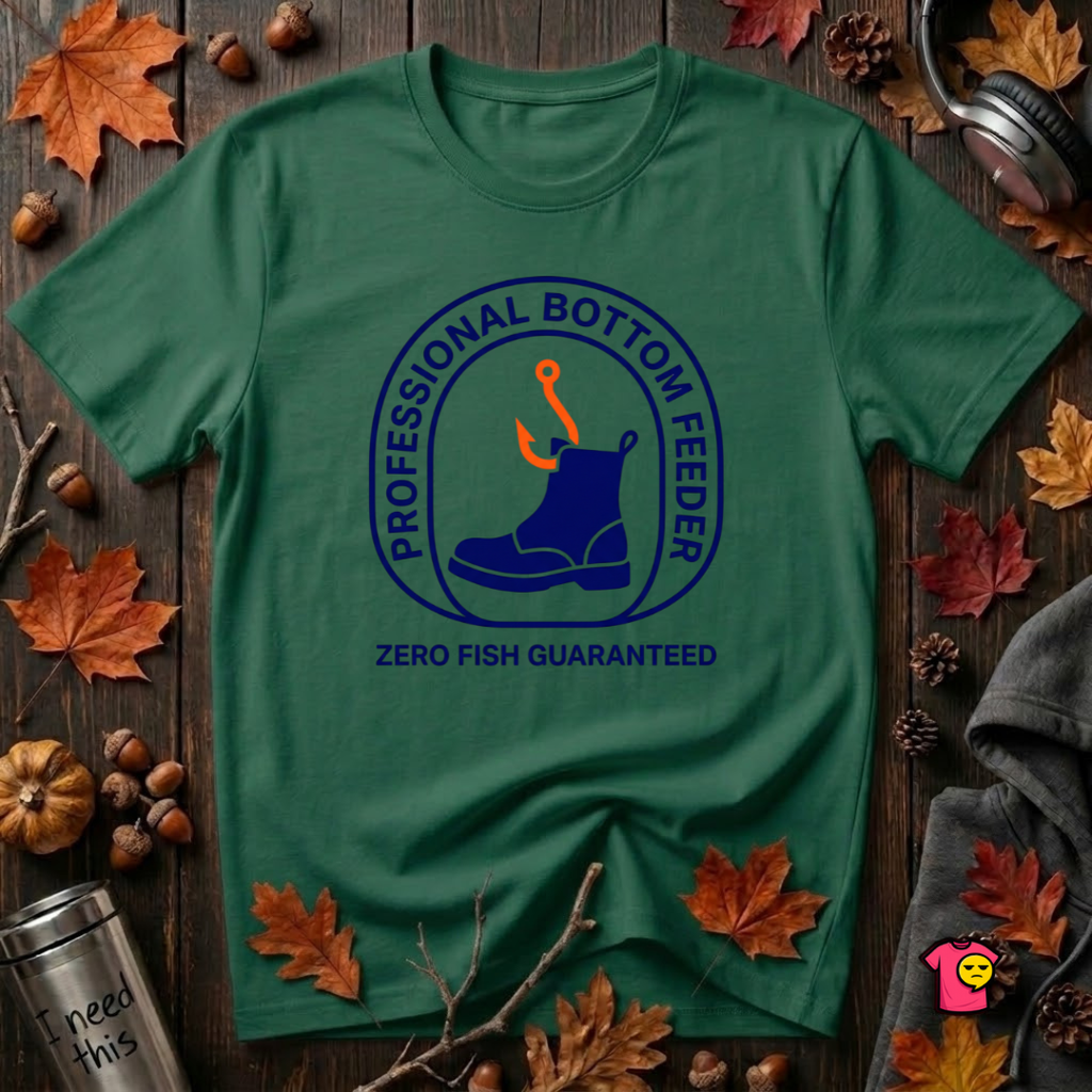 Professional Bottom Feeder sarcastic fishing t-shirt in Evergreen by Snarky Sarks