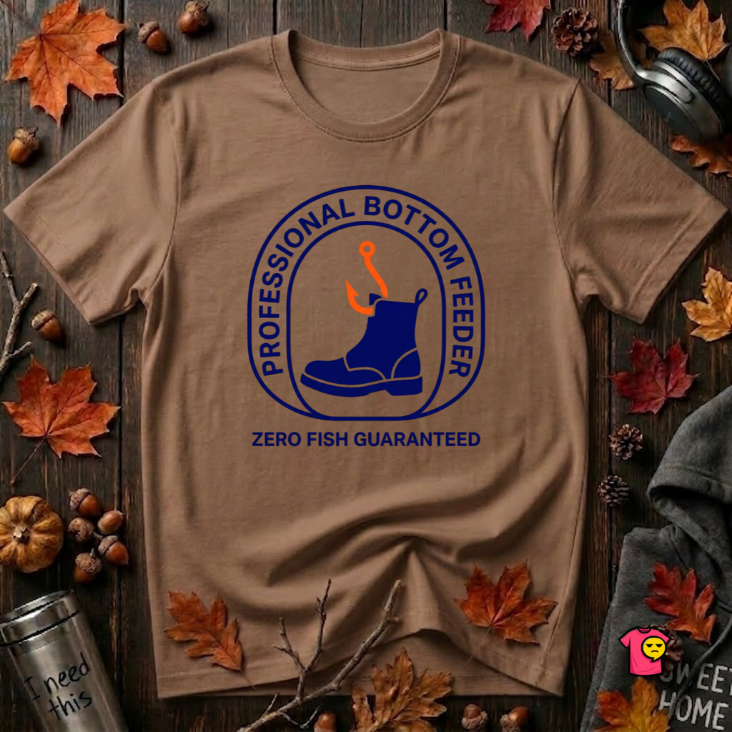 Professional Bottom Feeder sarcastic fishing t-shirt in Sand Dune by Snarky Sarks
