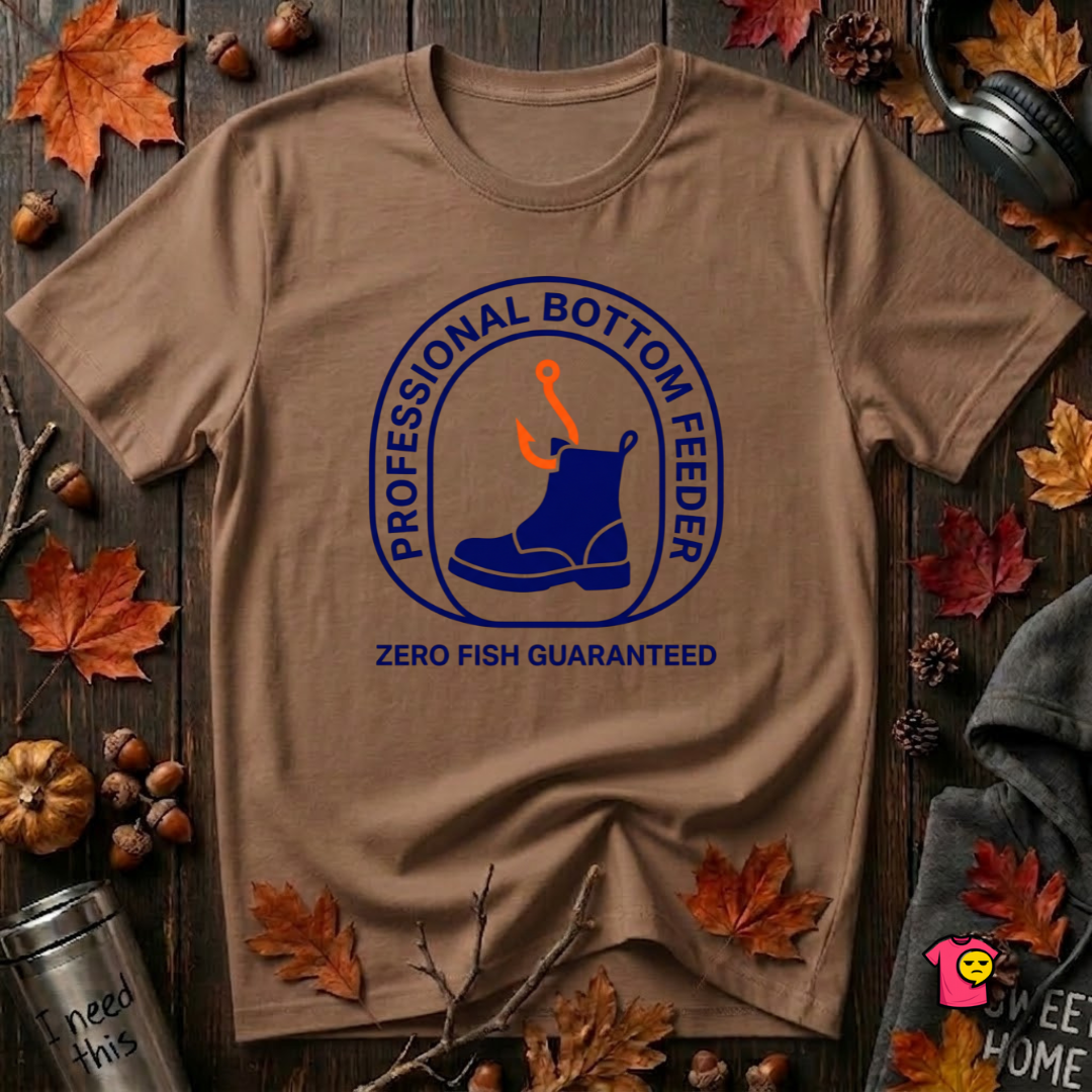 Professional Bottom Feeder sarcastic fishing t-shirt in Sand Dune by Snarky Sarks