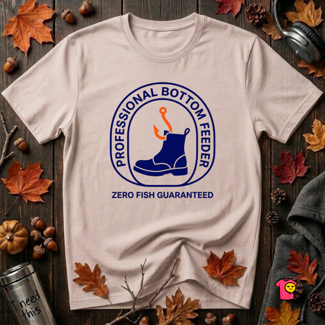 Professional Bottom Feeder sarcastic fishing t-shirt in Soft Pink by Snarky Sarks