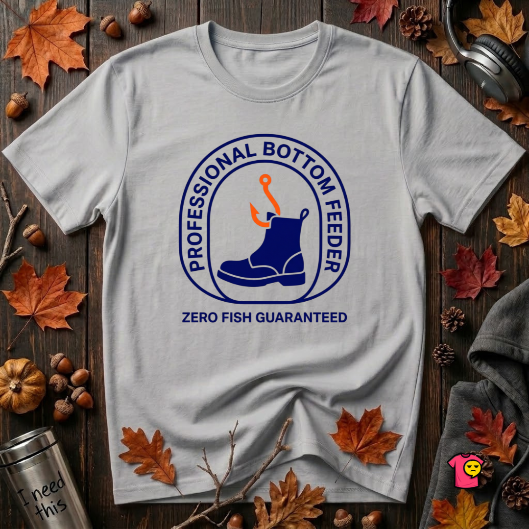 Professional Bottom Feeder sarcastic graphic t-shirt in Solid Athletic Gray by Snarky Sarks