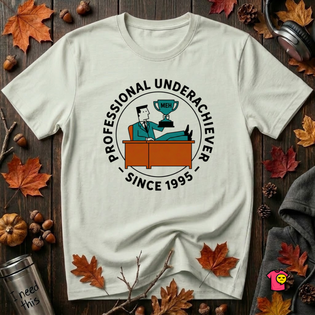 Professional Underachiever sarcastic graphic t-shirt in Citron by Snarky Sarks