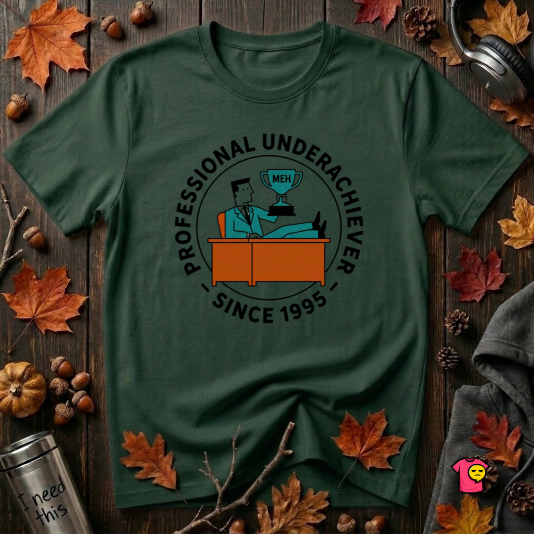 Professional Underachiever sarcastic graphic t-shirt in Forest by Snarky Sarks