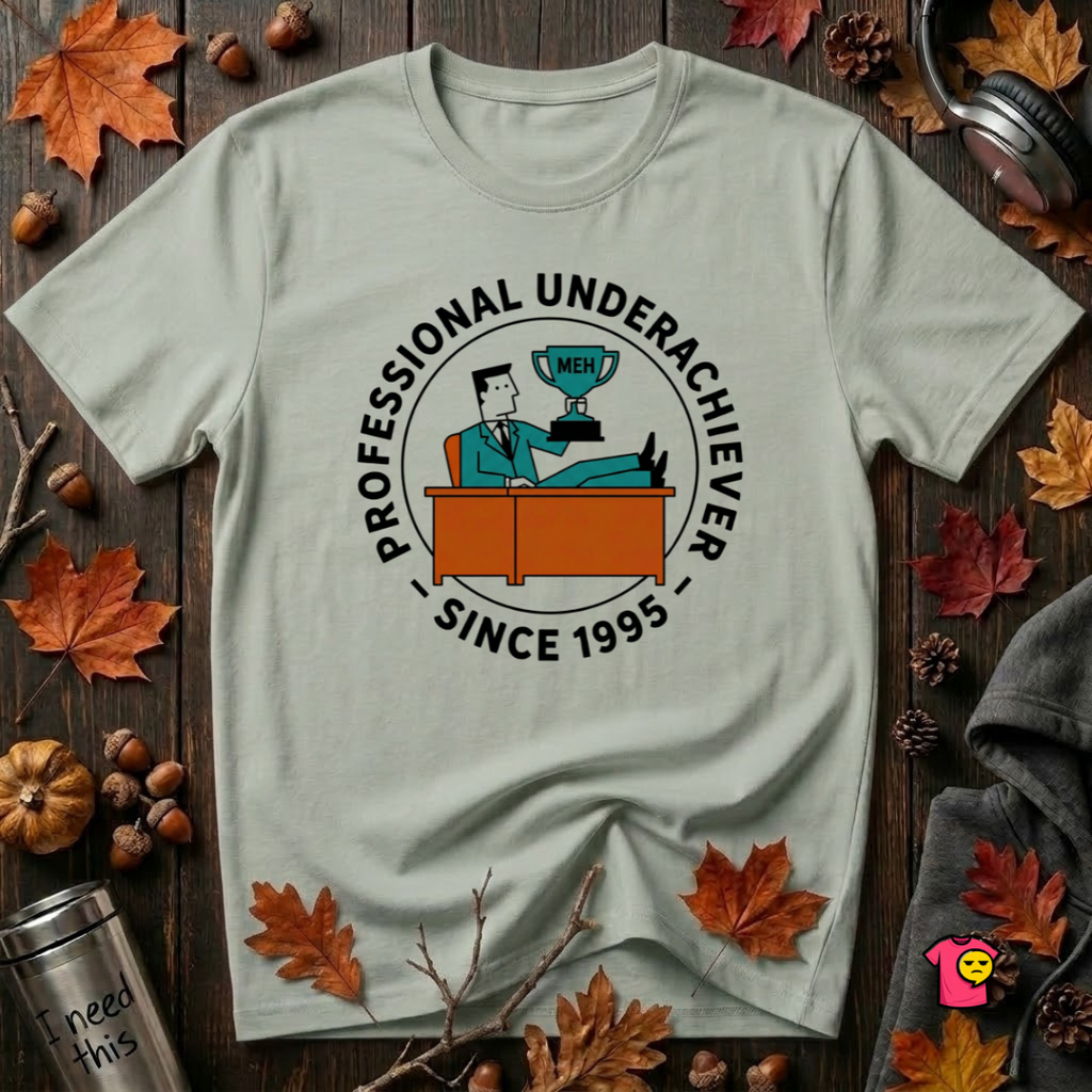 Professional Underachiever sarcastic graphic t-shirt in Sage by Snarky Sarks