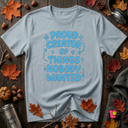 Proud Creator of Things Nobody Wanted sarcastic graphic t-shirt in Light Blue by Snarky Sarks
