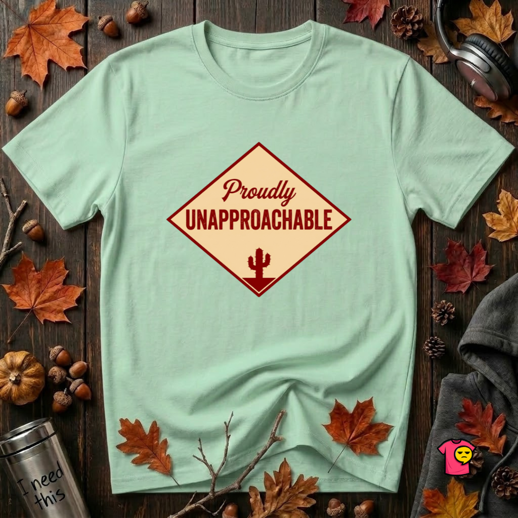Proudly Unapproachable sarcastic graphic t-shirt in Mint by Snarky Sarks