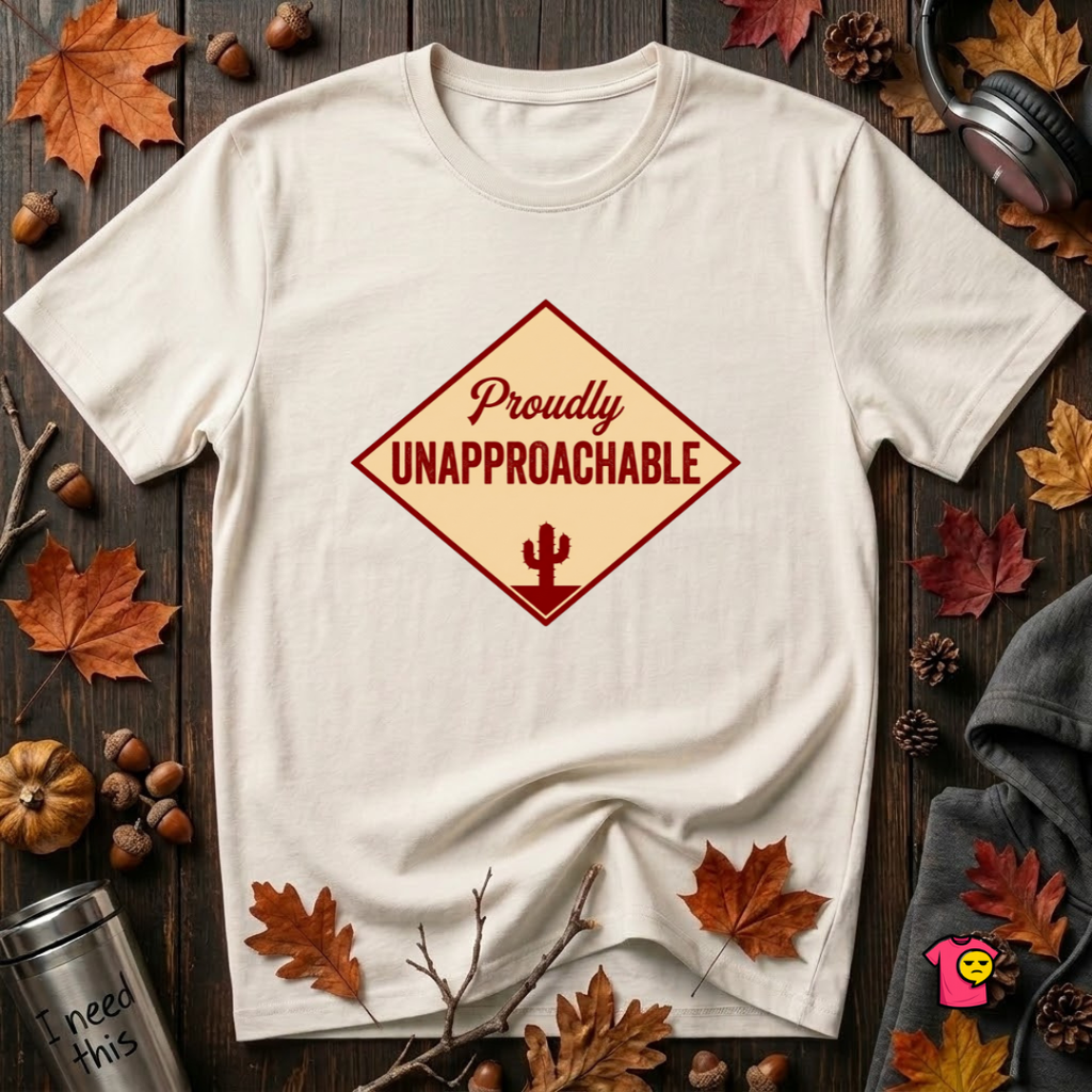 Proudly Unapproachable sarcastic graphic t-shirt in White by Snarky Sarks