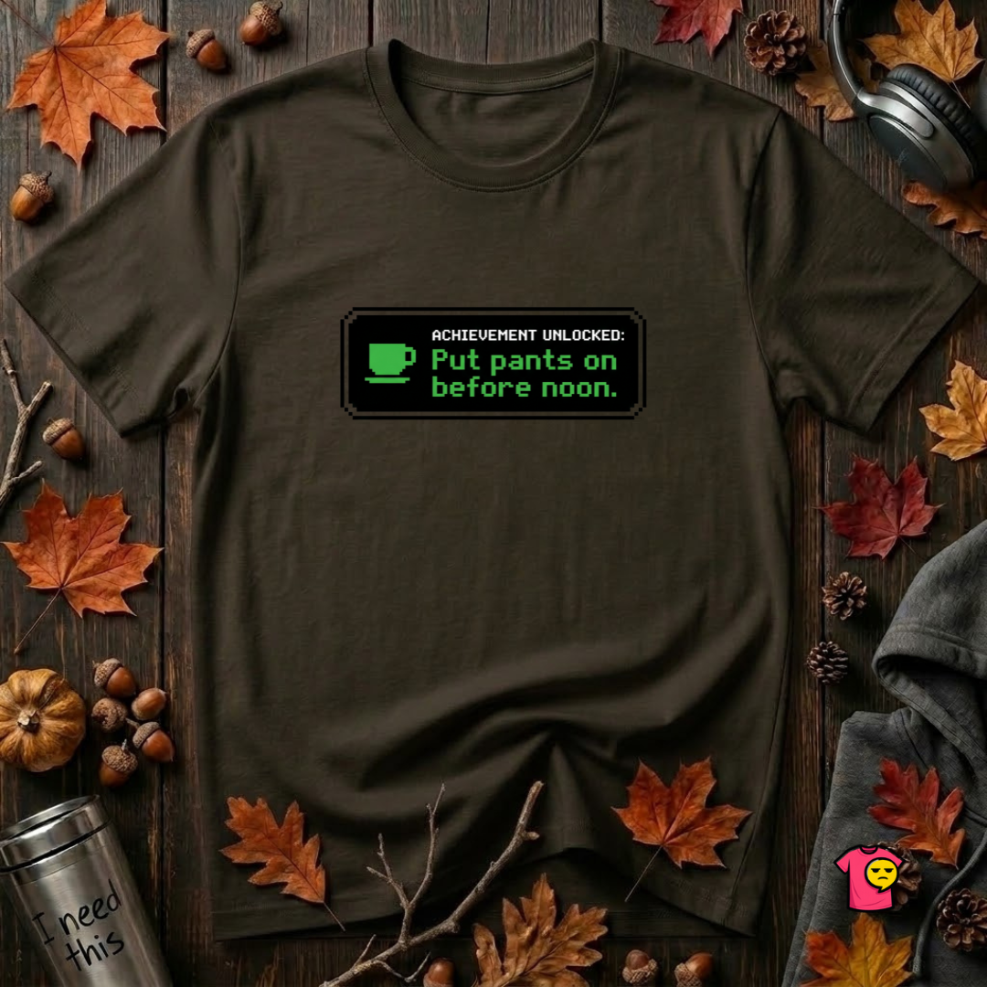 Putting Pants on Before Noon sarcastic graphic t-shirt in Black by Snarky Sarks