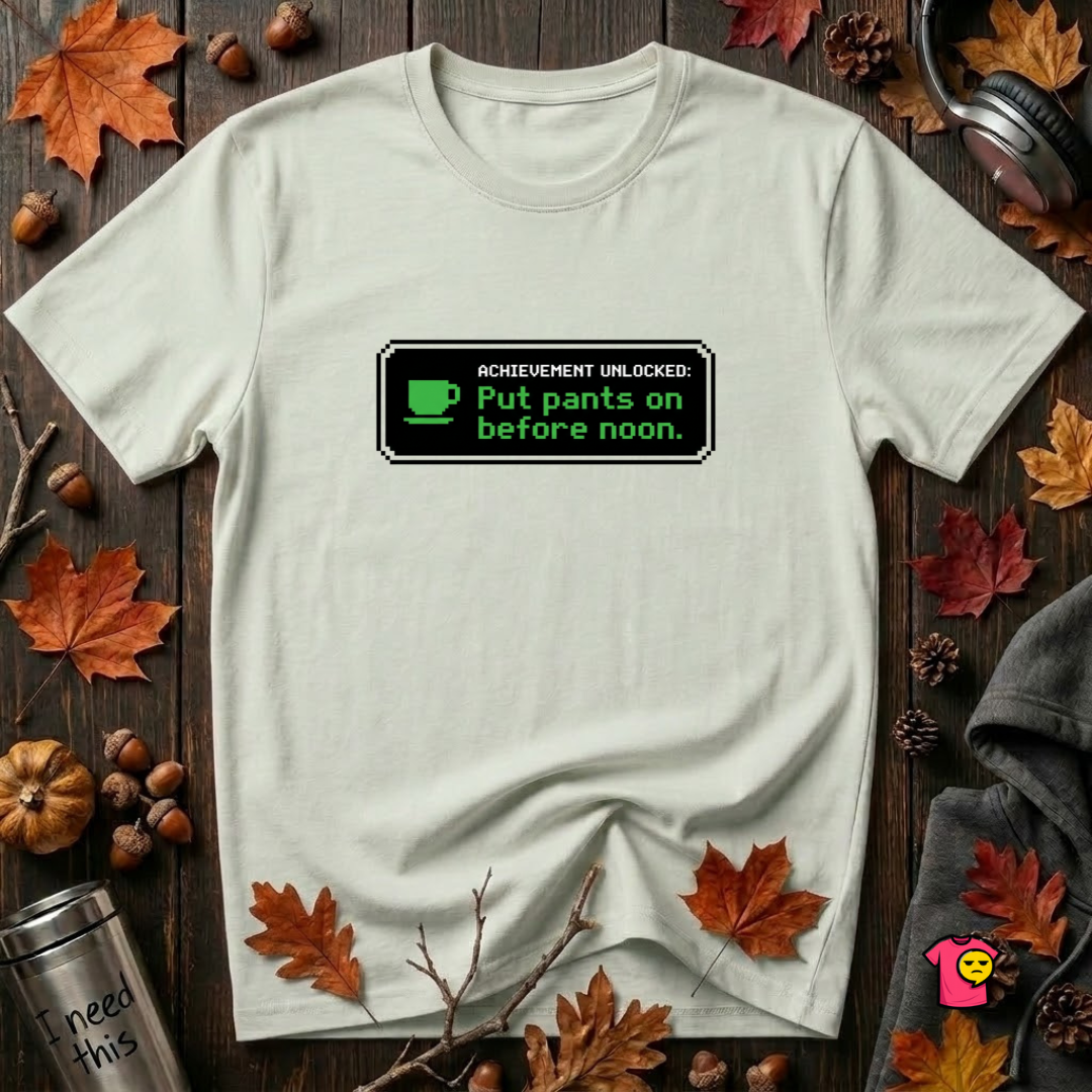 Putting Pants on Before Noon sarcastic graphic t-shirt in Citron by Snarky Sarks