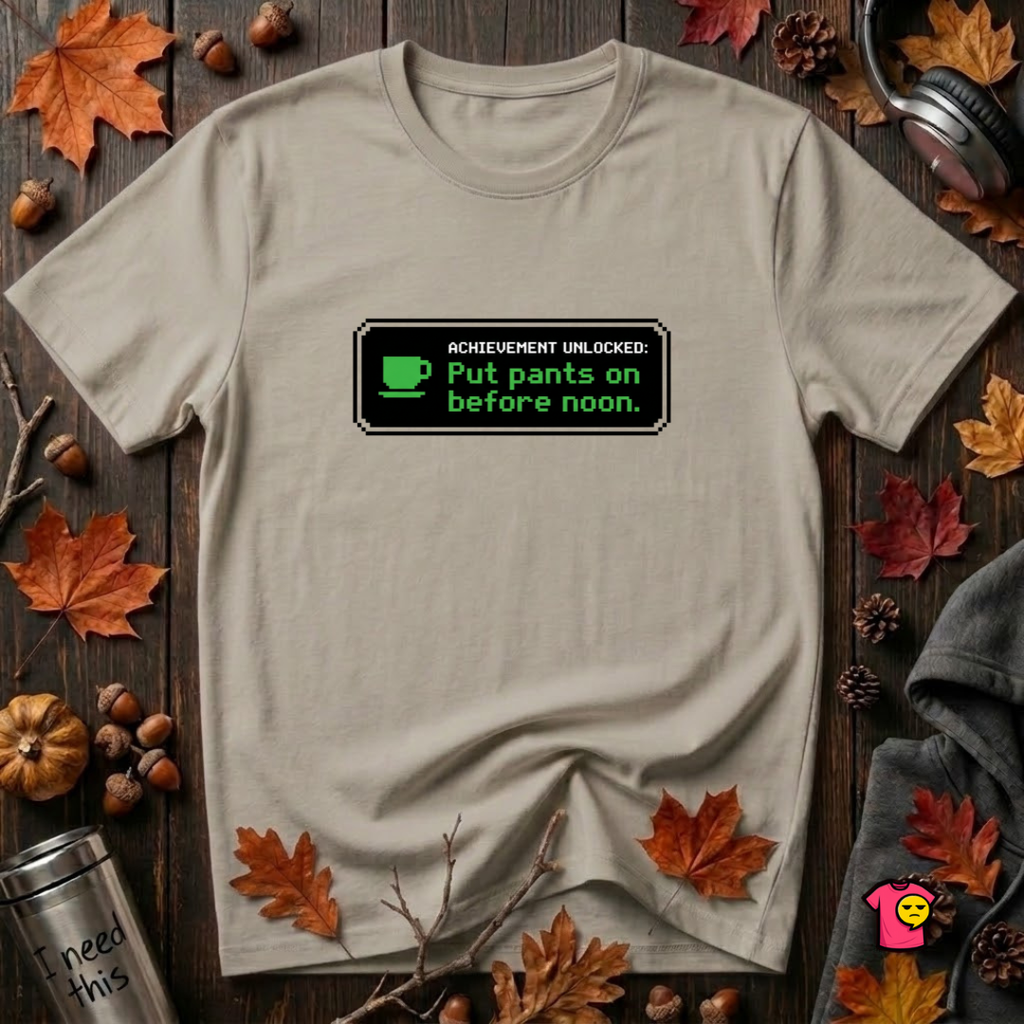 Putting Pants on Before Noon sarcastic graphic t-shirt in Heather Stone by Snarky Sarks