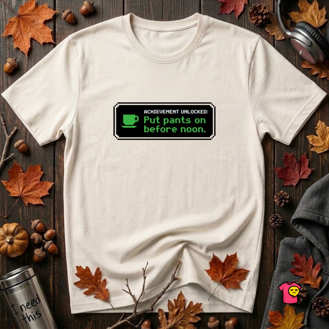 Putting Pants on Before Noon sarcastic graphic t-shirt in White by Snarky Sarks
