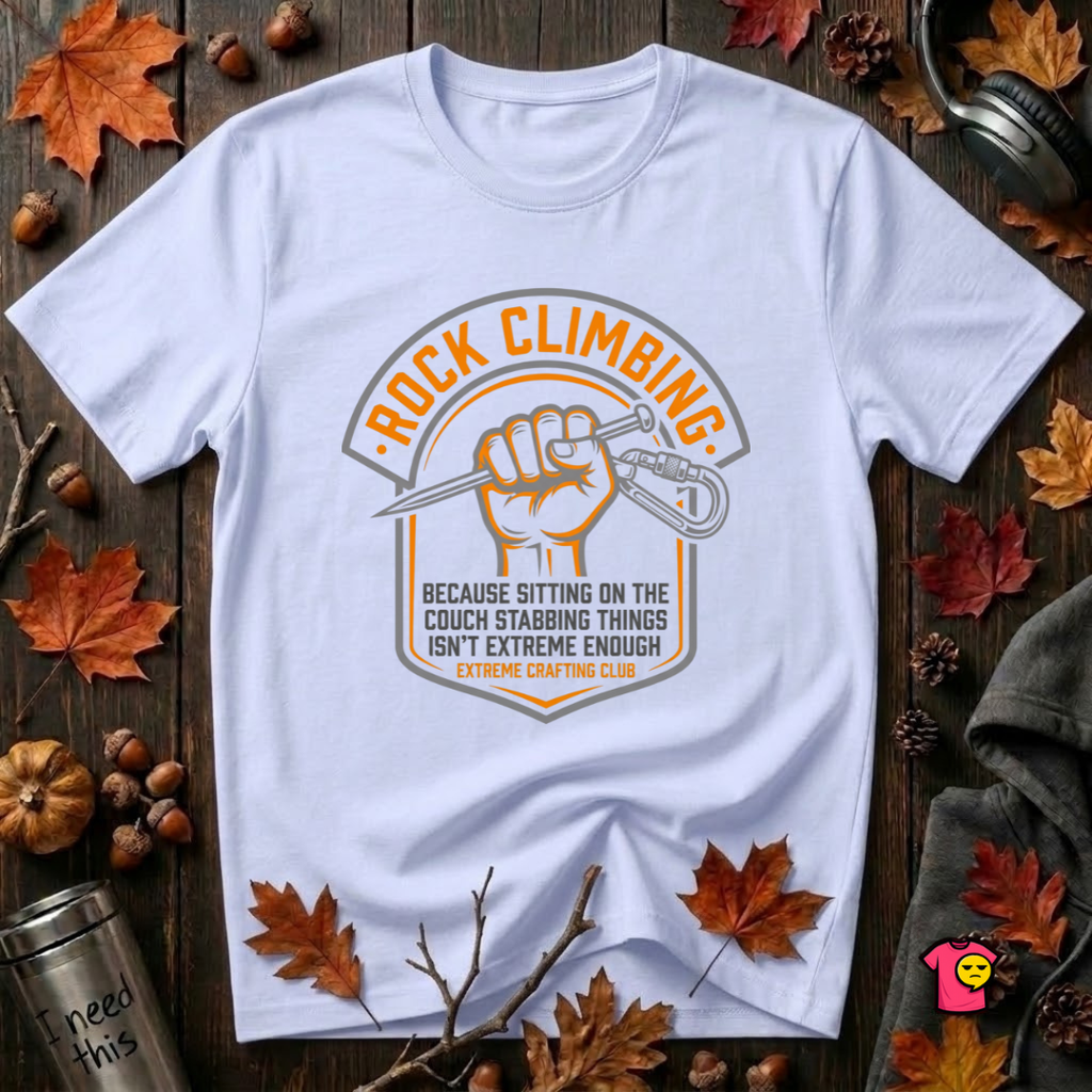 Rock Climbing sarcastic graphic t-shirt in Ash by Snarky Sarks
