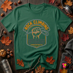 Rock Climbing sarcastic graphic t-shirt in Evergreen by Snarky Sarks