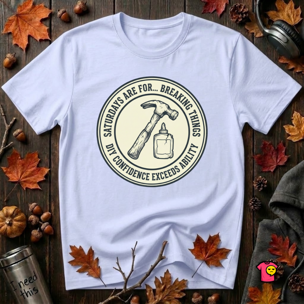Saturdays are for Breaking Things sarcastic DIY t-shirt in Ash by Snarky Sarks