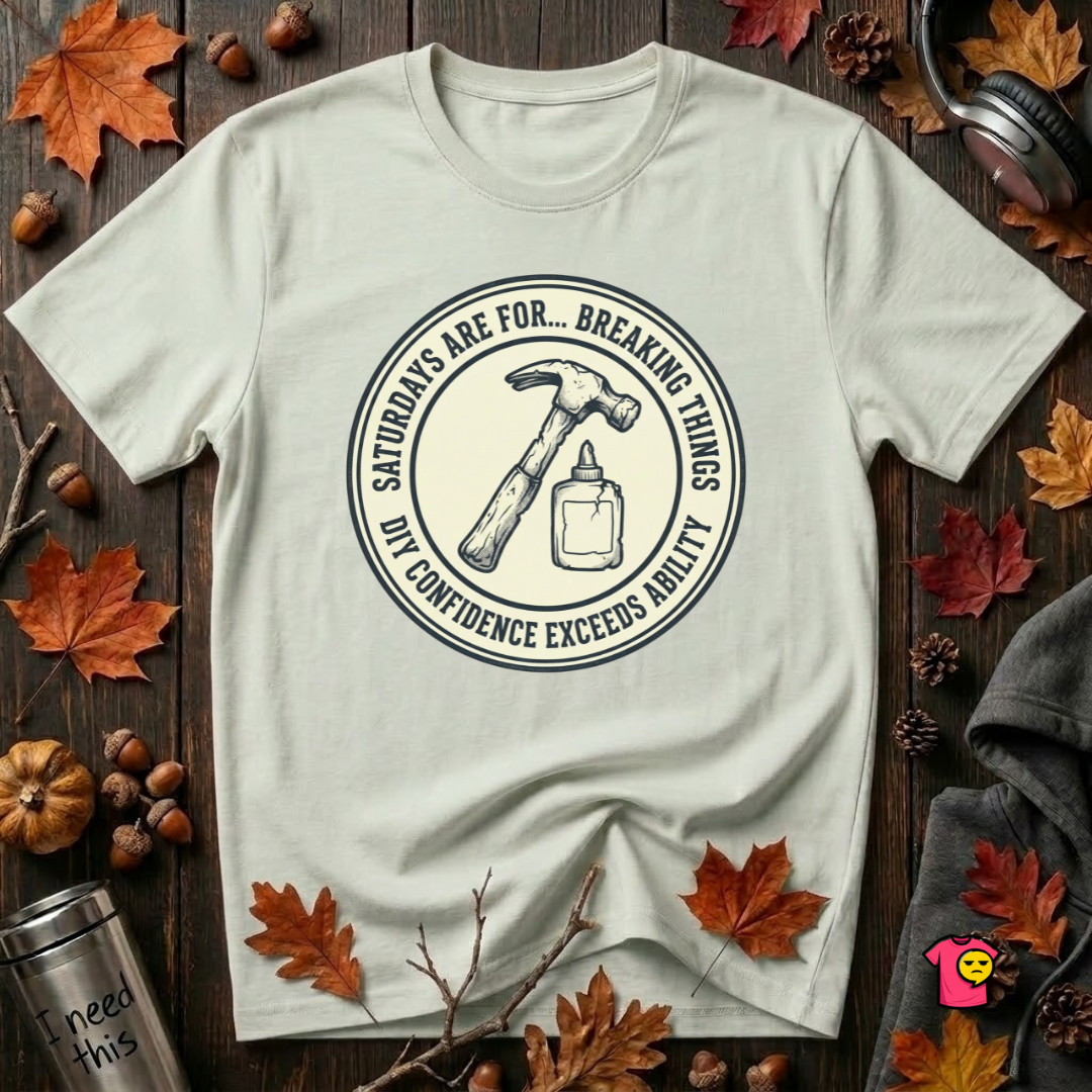 Saturdays are for Breaking Things sarcastic DIY t-shirt in Citron by Snarky Sarks