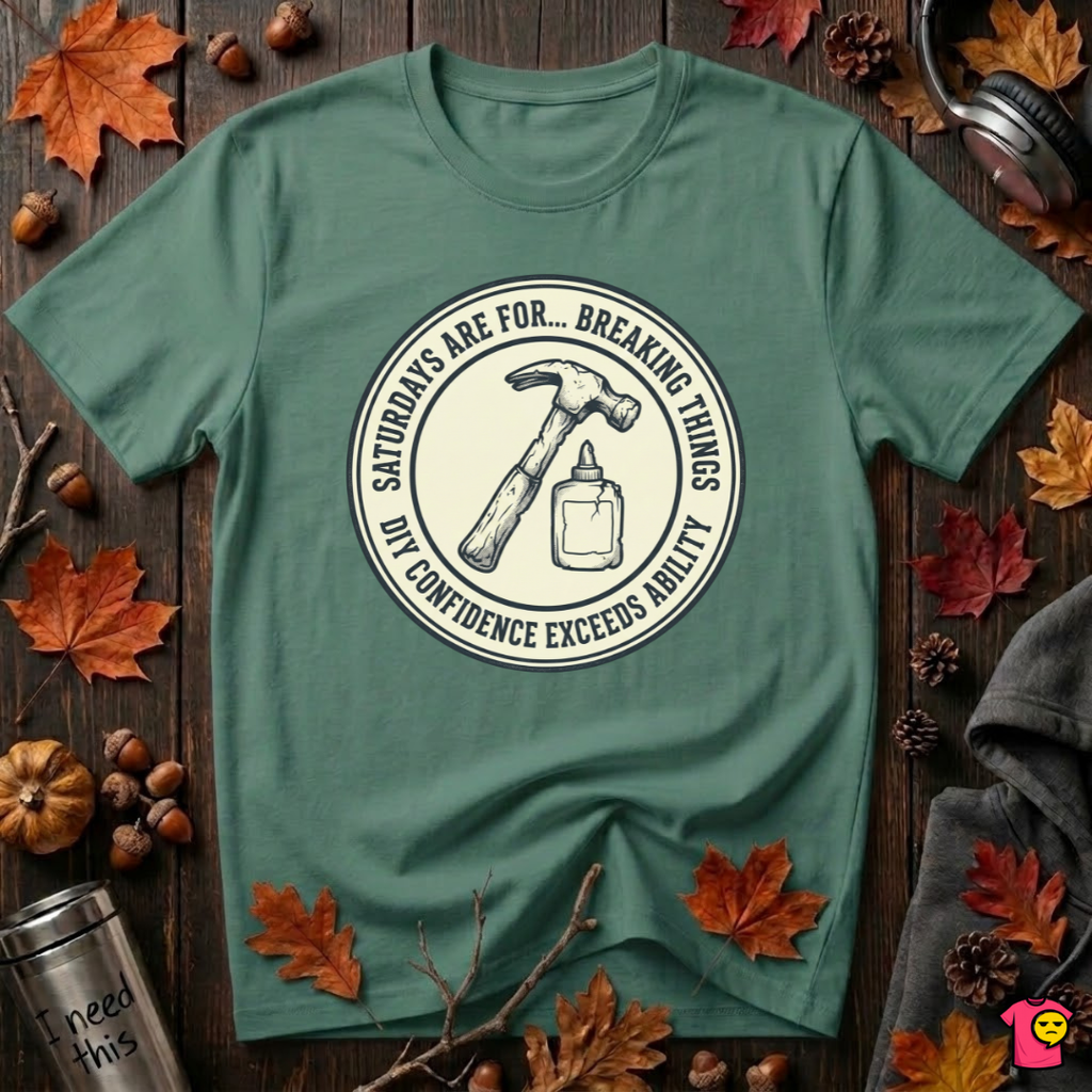 Saturdays are for Breaking Things sarcastic DIY t-shirt in Grass Green by Snarky Sarks