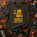 Sawdust Happens sarcastic woodworking t-shirt in Black by Snarky Sarks