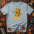 Sawdust Happens sarcastic woodworking t-shirt in Light Blue by Snarky Sarks