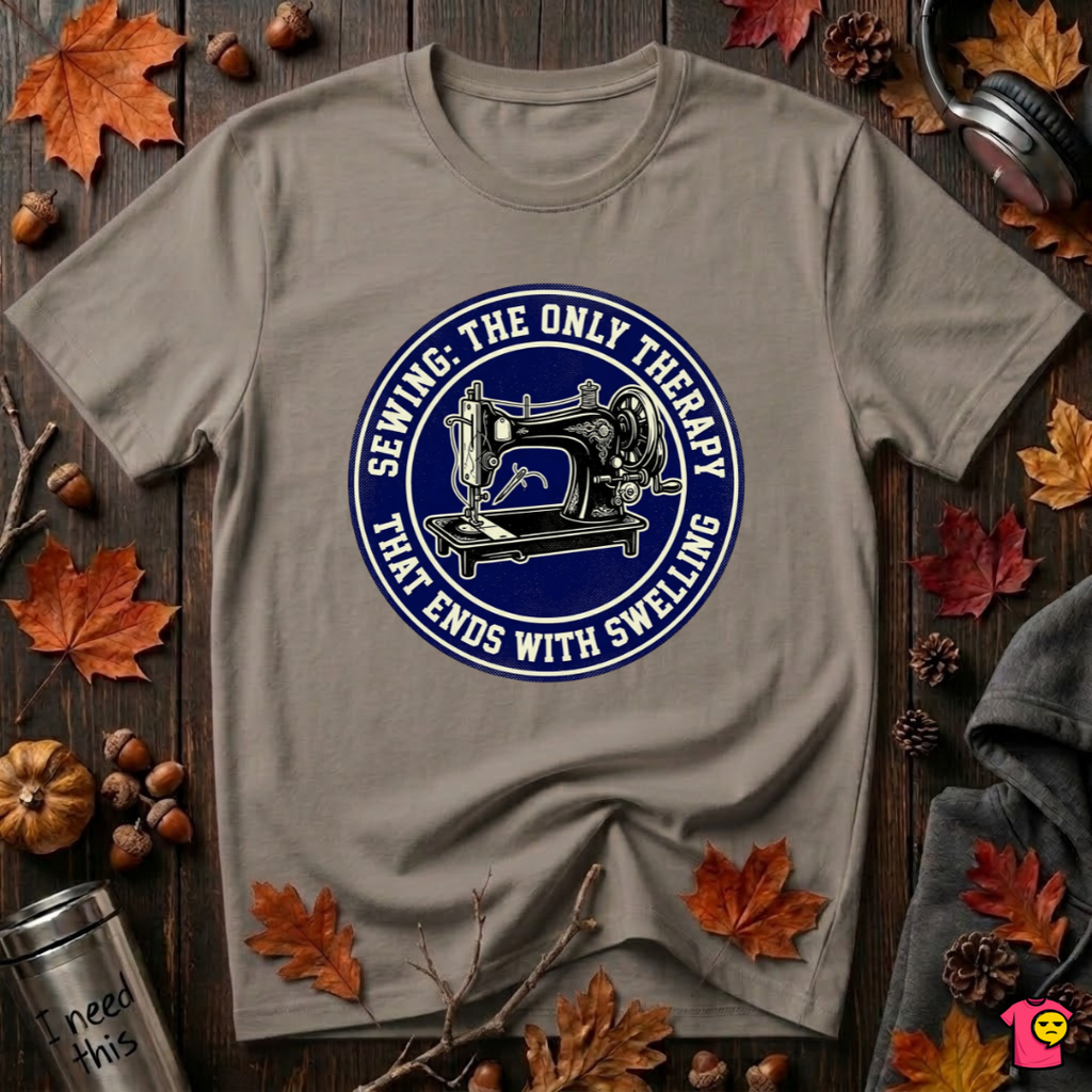 Sewing Ends in Swelling sarcastic sewing t-shirt in Asphalt by Snarky Sarks