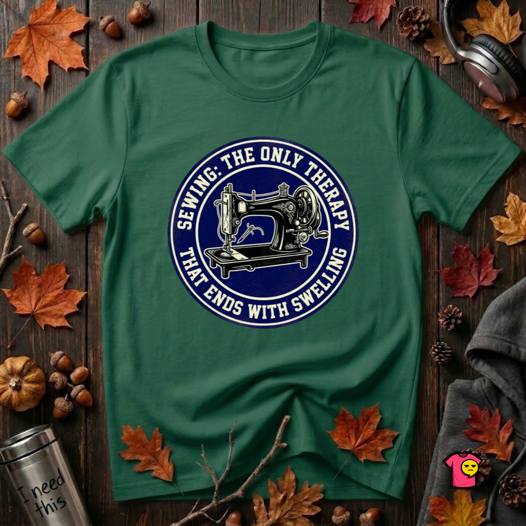 Sewing Ends in Swelling sarcastic sewing t-shirt in Evergreen by Snarky Sarks
