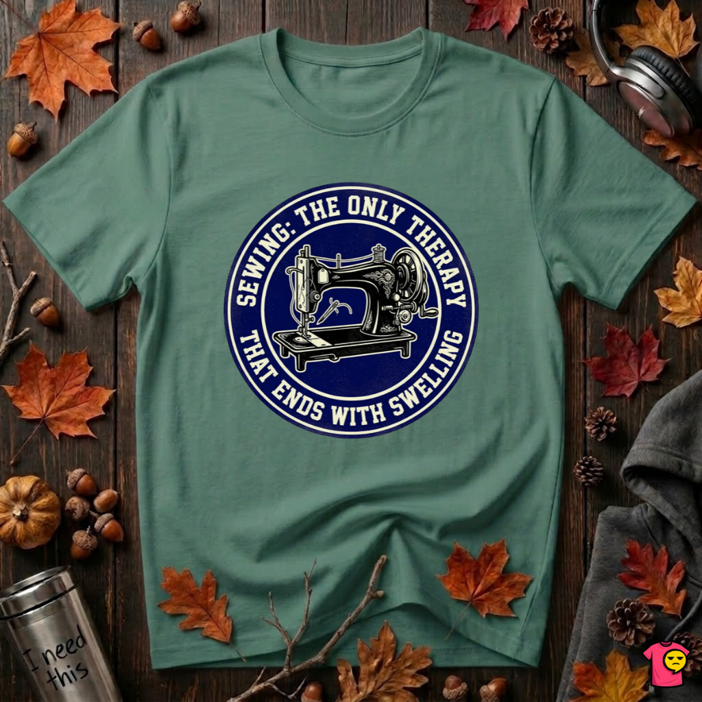 Sewing Ends in Swelling sarcastic sewing t-shirt in Grass Green by Snarky Sarks