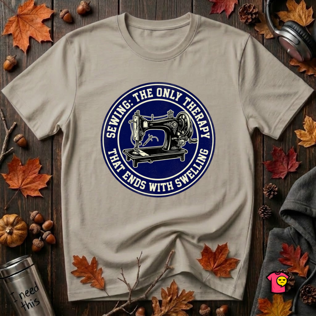 Sewing Ends in Swelling sarcastic sewing t-shirt in Heather Stone by Snarky Sarks