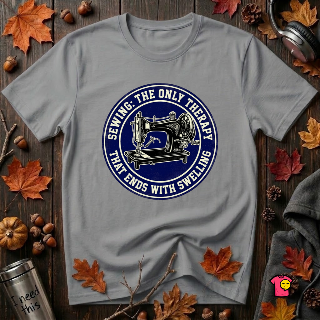 Sewing Ends in Swelling sarcastic sewing t-shirt in Heather Storm by Snarky Sarks