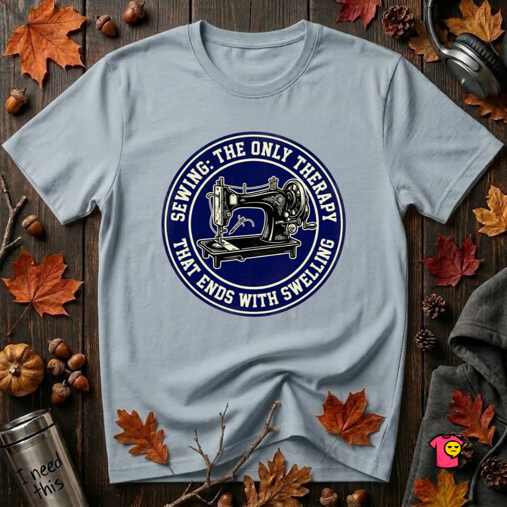 Sewing Ends in Swelling sarcastic sewing t-shirt in Light Blue by Snarky Sarks