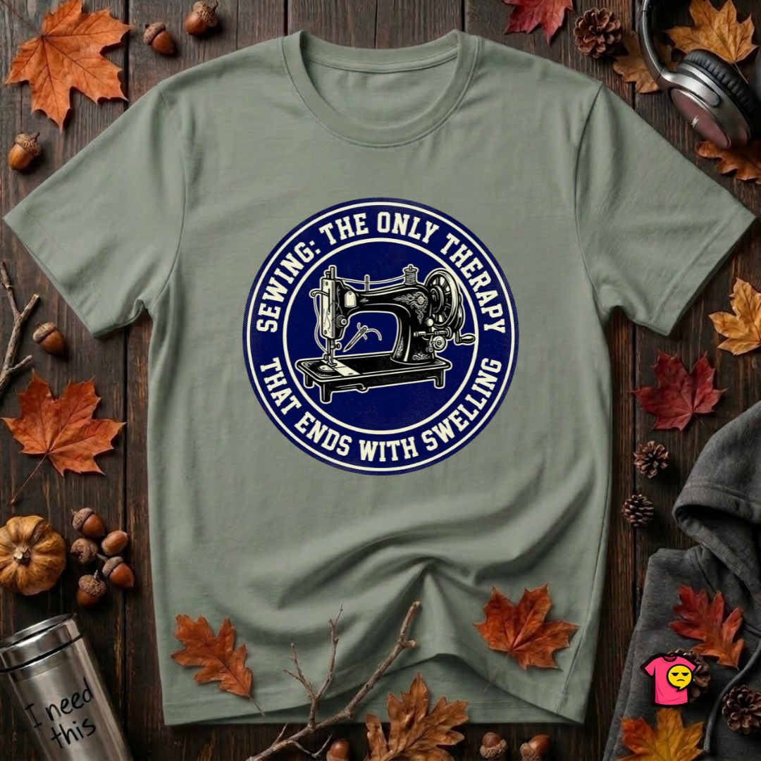 Sewing Ends in Swelling sarcastic sewing t-shirt in Military Green by Snarky Sarks