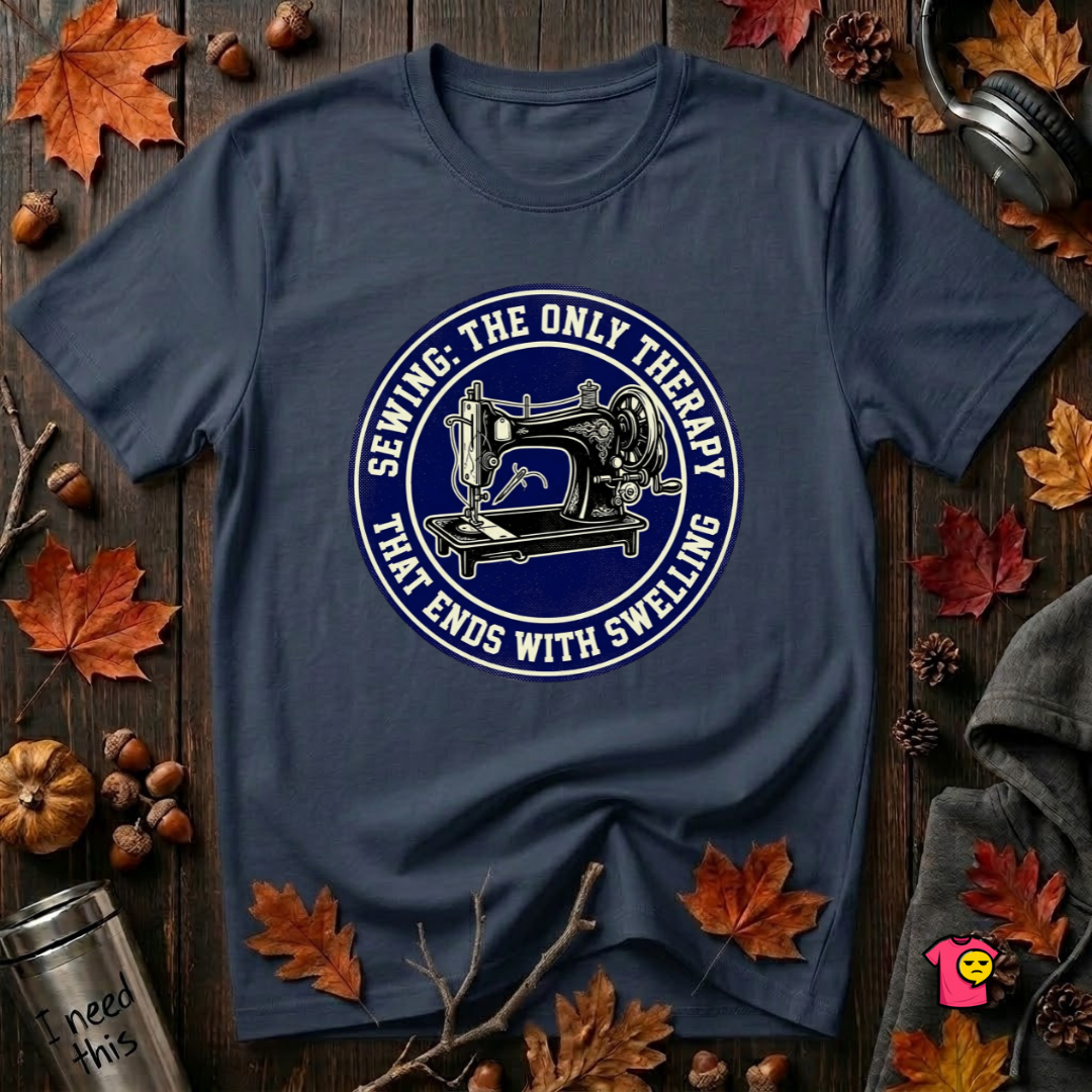 Sewing Ends in Swelling sarcastic sewing t-shirt in Navy by Snarky Sarks