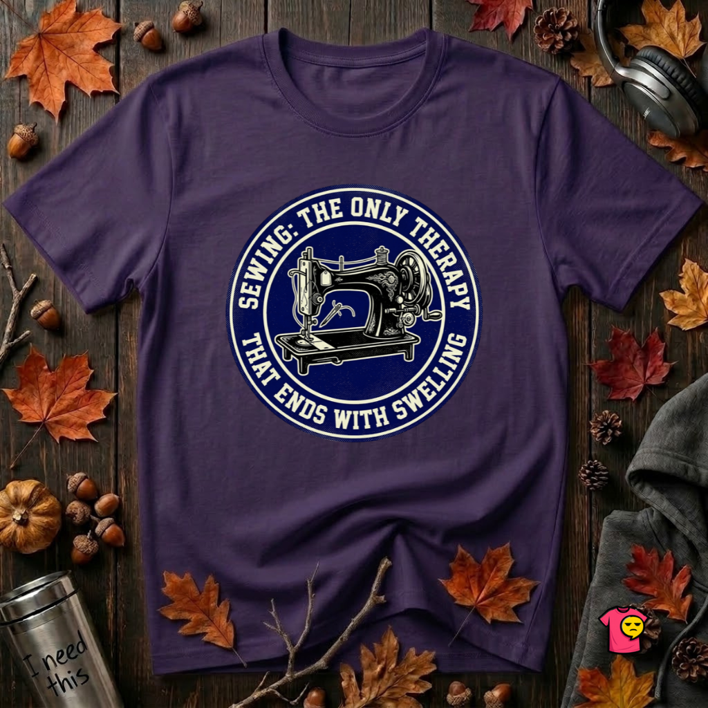 Sewing Ends in Swelling sarcastic sewing t-shirt in Purple by Snarky Sarks