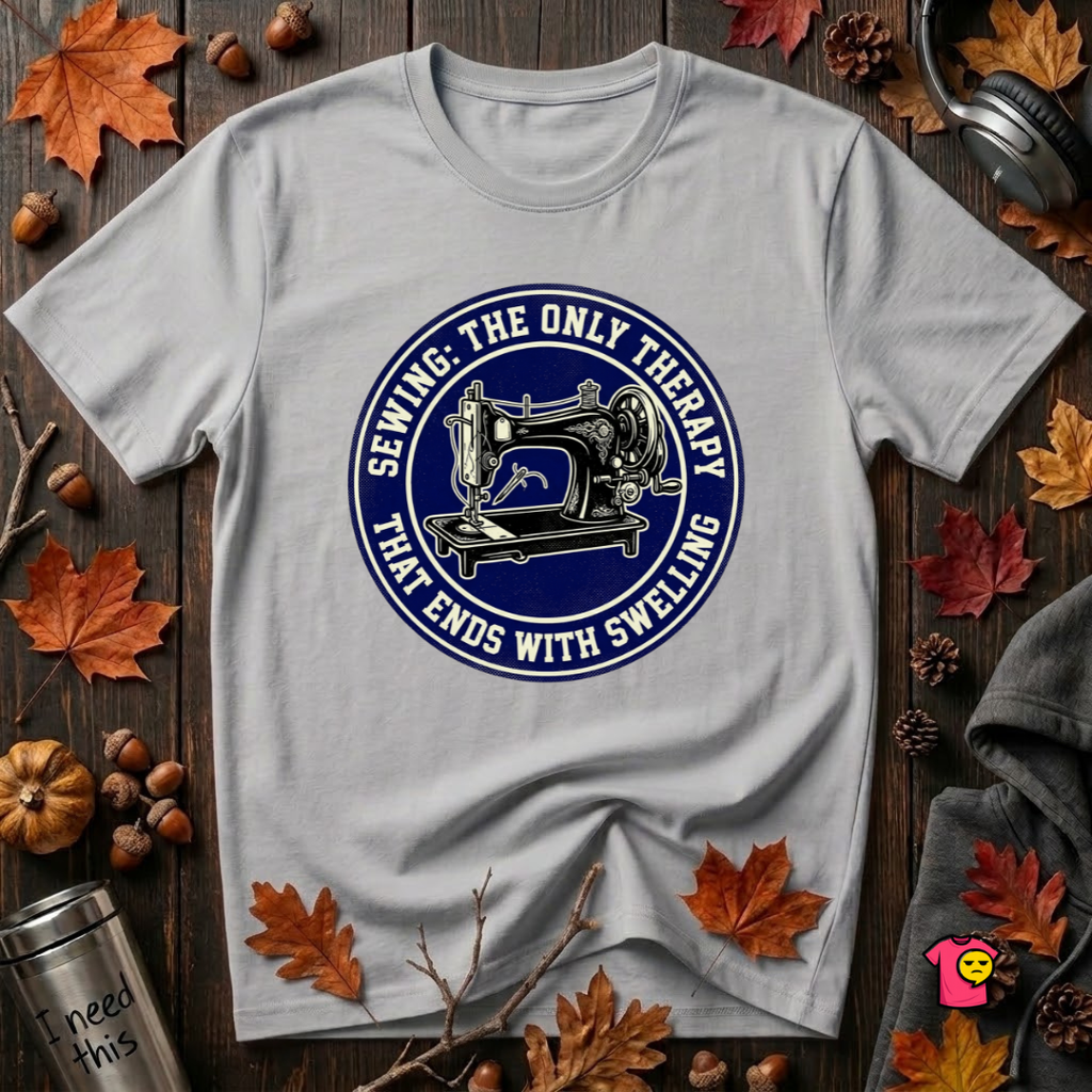 Sewing Ends in Swelling sarcastic sewing t-shirt in Solid Athletic Gray by Snarky Sarks