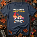 Should Have Taken up Knitting sarcastic graphic t-shirt in Navy by Snarky Sarks