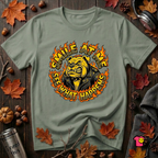 Smile at Me...See What Happens sarcastic graphic t-shirt in Military Green by Snarky Sarks