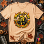 Smile at Me...See What Happens sarcastic graphic t-shirt in Peach by Snarky Sarks