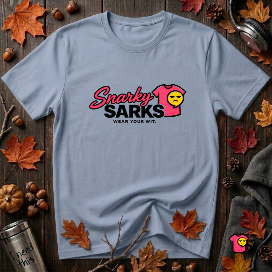 Snarky Sarks Logo graphic t-shirt in Heather Prism Blue
