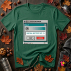 Social Battery at 1% sarcastic graphic t-shirt in Evergreen by Snarky Sarks