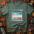 Social Battery at 1% sarcastic graphic t-shirt in Heather Forest by Snarky Sarks