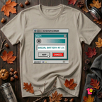 Social Battery at 1% sarcastic graphic t-shirt in Heather Stone by Snarky Sarks