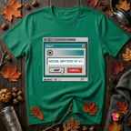 Social Battery at 1% sarcastic graphic t-shirt in Kelly by Snarky Sarks