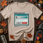 Social Battery at 1% sarcastic graphic t-shirt in Natural by Snarky Sarks